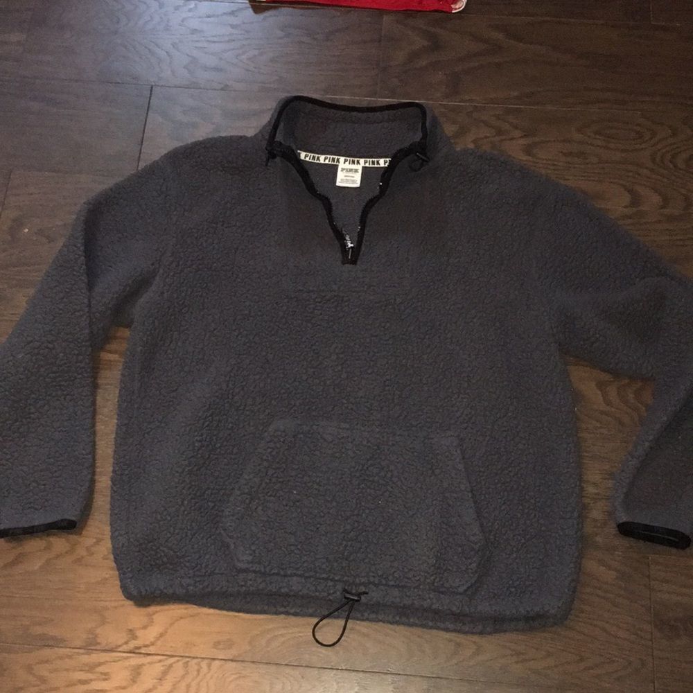 Victorias Secret Love Pink Sherpa fleece Pullover loose fit Sweatshirt L jacket